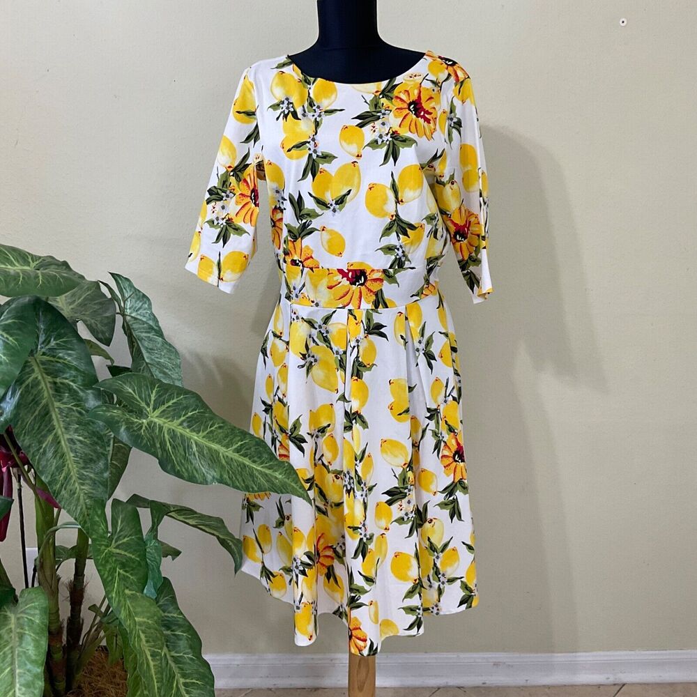 Lamiu novlety print Lemons Dress women’s Size L Rockabilly, Retro Look/ style